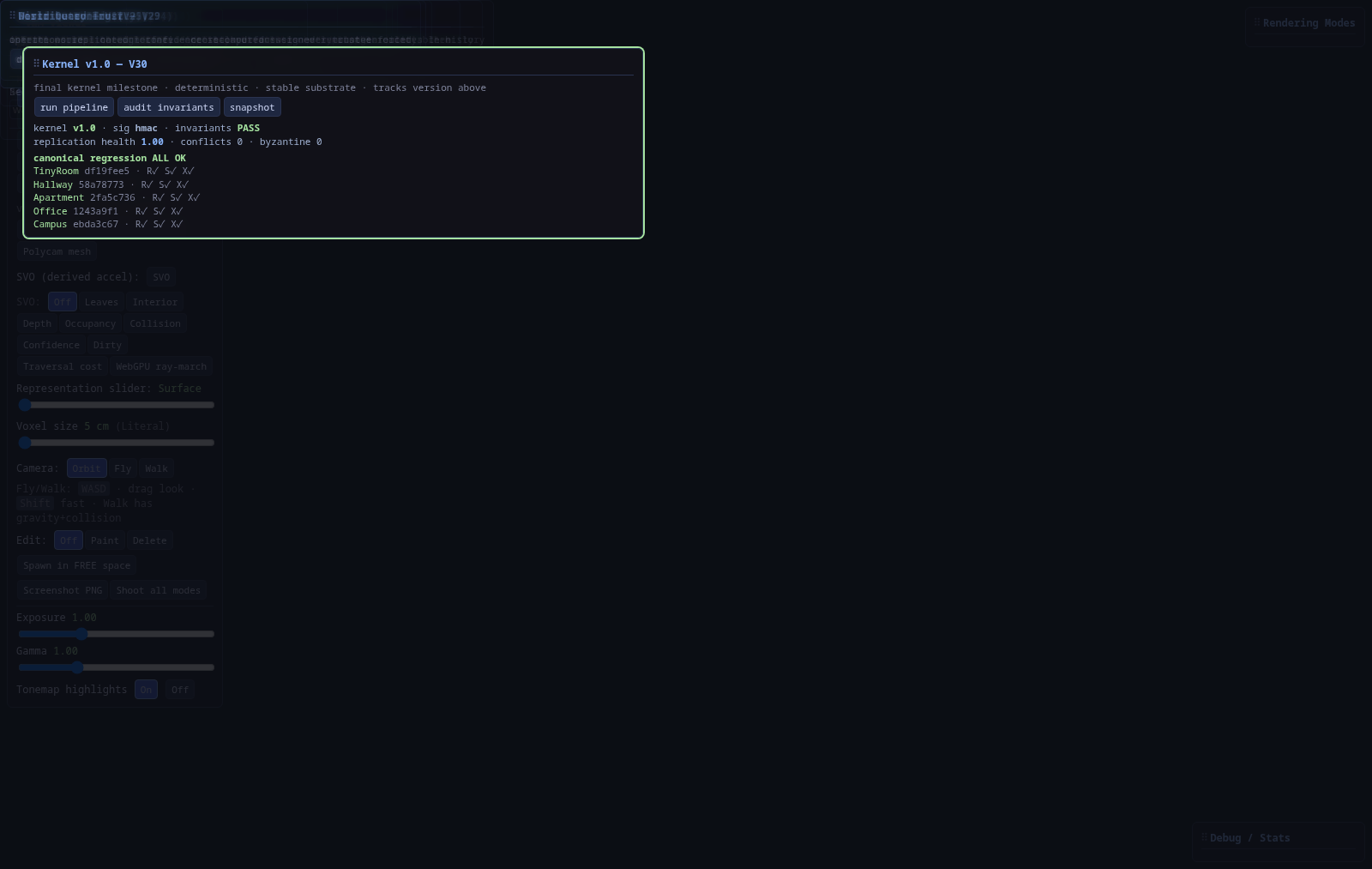 VWM viewer with the Kernel v1.0 (V30) panel.